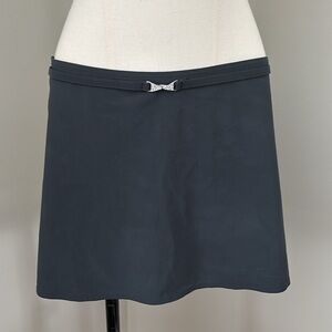 Karla Colletto Grey A-Line Mini Skirt Swim Coverup with Jeweled Belt Sz S